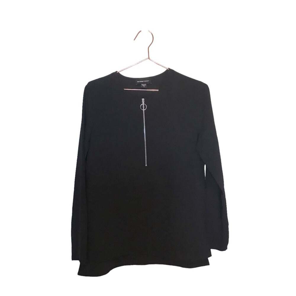 FIFTEEN TWENTY 1/4 Zip Up black long sleeved Blouse Top